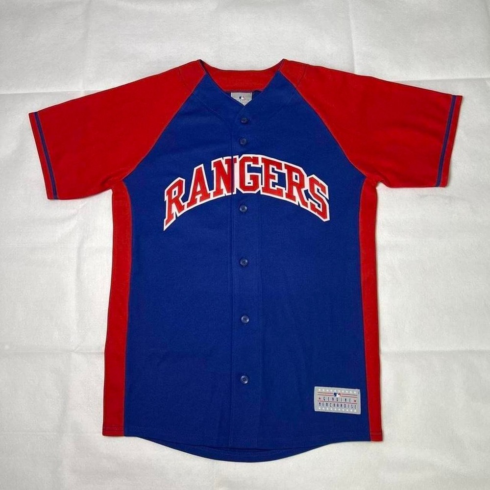 Majestic Athletic Texas Rangers blue and red Youth baseball jersey
